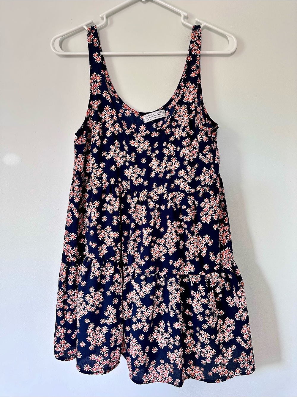 Urban Outfitters Navy Mini romper with Pink Daisy Print